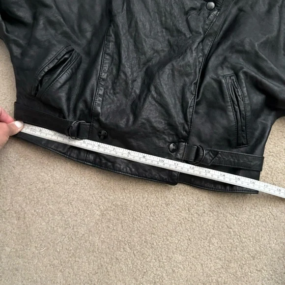 Vintage 1980s Philip Noel Cropped Black Leather Boxy Jacket